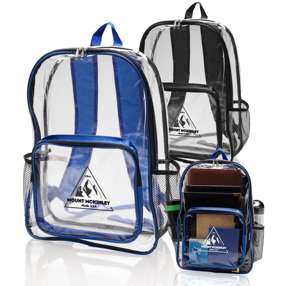 Personalized Pocket Clear Plastic Backpacks BPK60 DiscountMugs